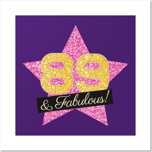 89th Birthday Gifts Women Fabulous - Pink Gold Posters and Art